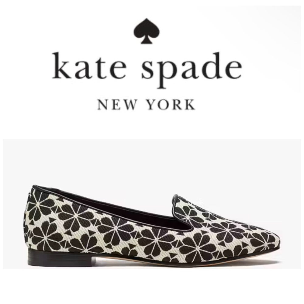 Kate Spade Flower Jacquard Lounge Loafers Women’s Flats 7B  Black Cream